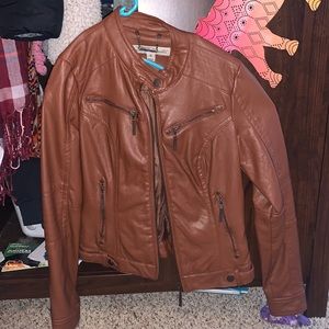 Brown leather jacket
